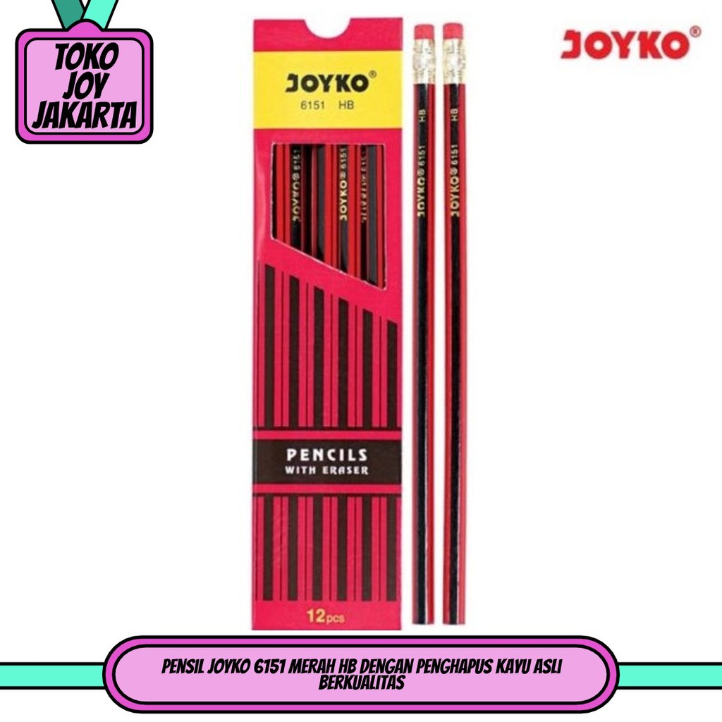 

Pensil JOYKO 6151 MERAH HB Dengan Penghapus Kayu Asli Berkualitas