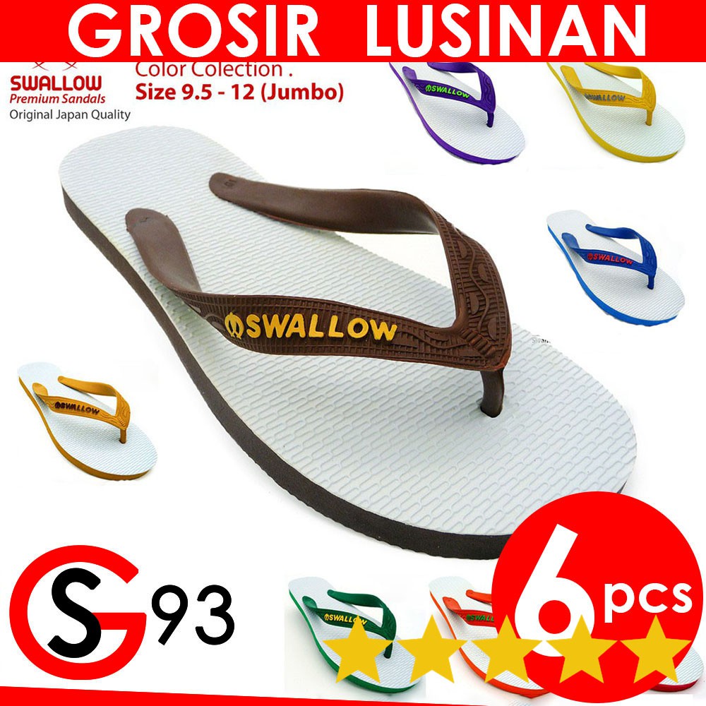 GROSIR Sandal Jepit Swallow Polos Putih Classic 05 D LUSINAN Seri 6pcs