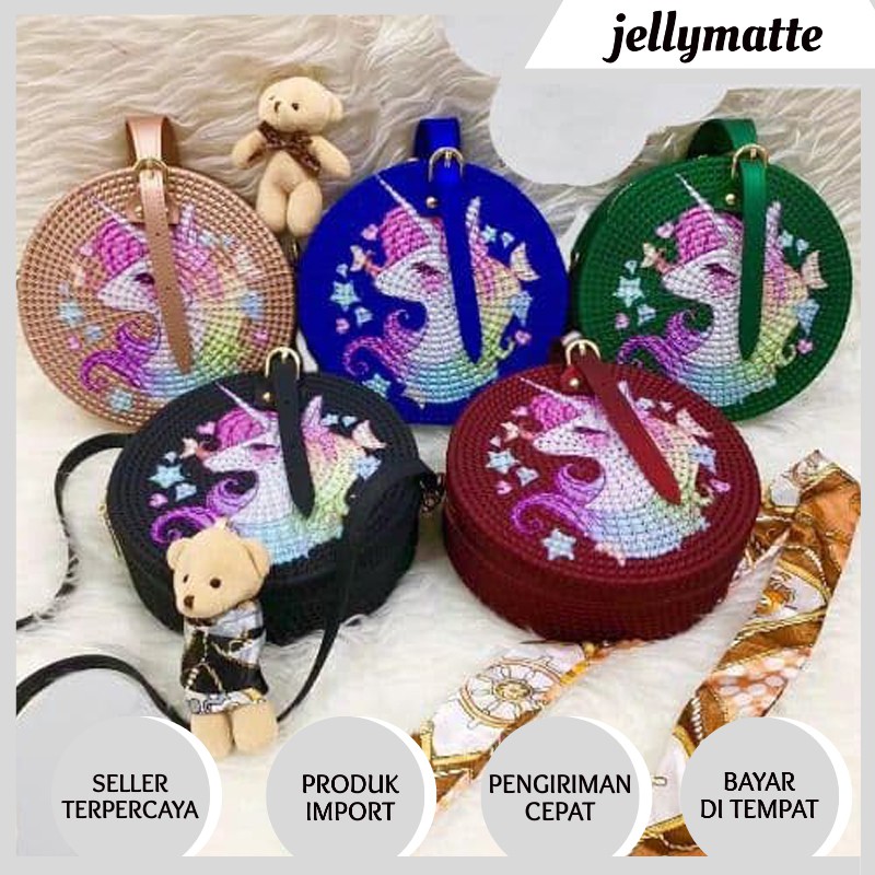 TAS WANITA - TAS IMPORT - TAS MURAH - TAS ROTAN - SLINGBAG JELLY MATTE BULAT 1015 JAKARTA