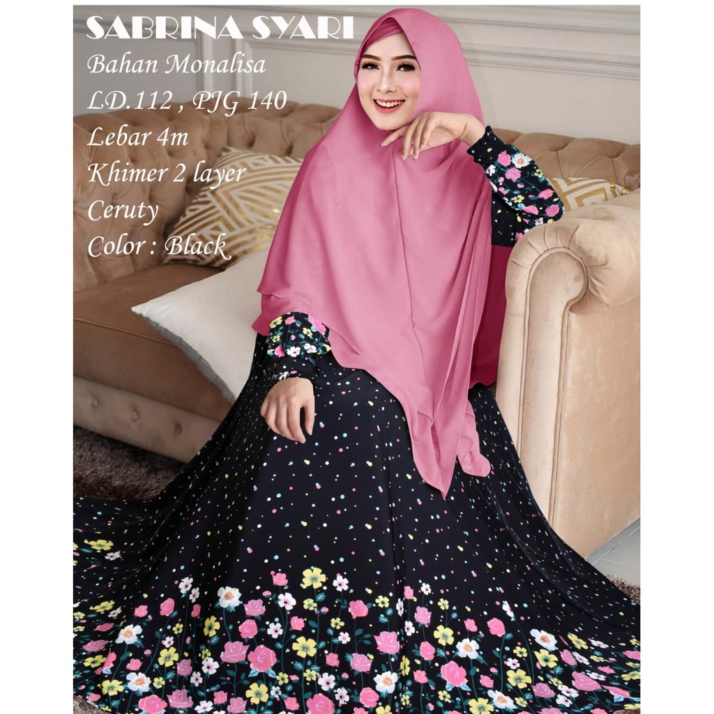 RATU-COD GAMIS SABRINA HITAM MONALISA BUSUI PREMIUM PLUS KHIMAR CERUTY 2 LAYER FASHION MUSLIM