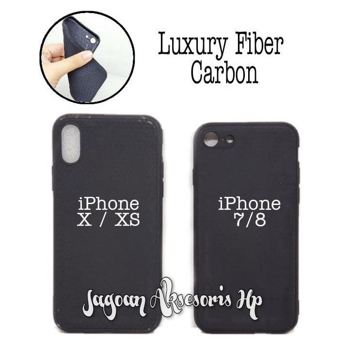 LUXURY Real Fiber iPhone X XS iPhone 7 8 with Pelindung Camera TPU Black Matte