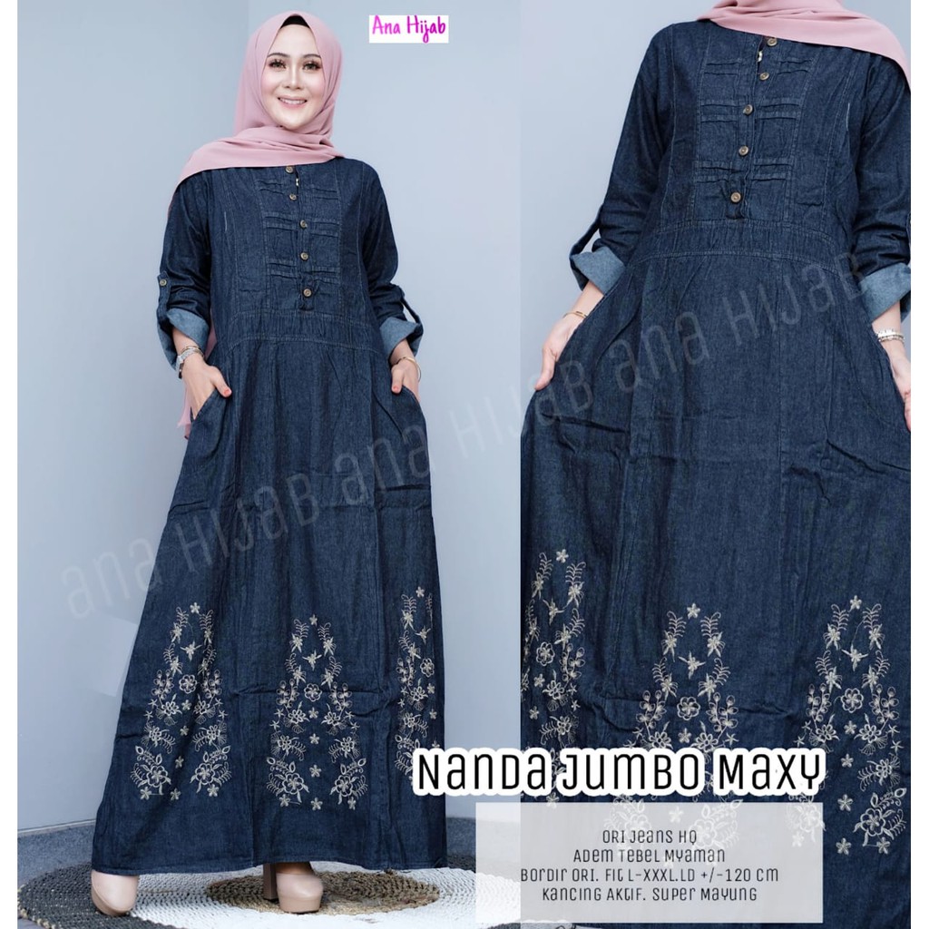 GAMIS BORDIR LISTINA AERO MAXY JEANS HQ KEKINIAN PREMIUM MURAH