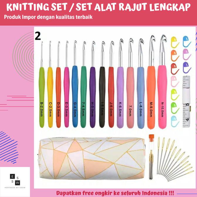 Hakpen Set / Alat Rajut Set / Hakpen Karet Hakpen Plastik + Aksesoris