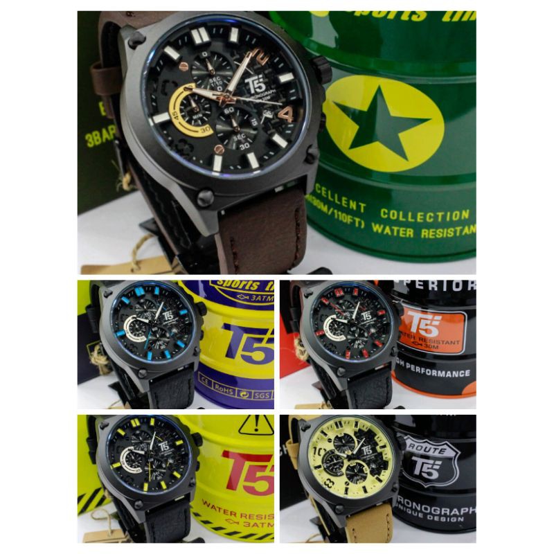 Grosir Jam Tangan Cowok Pria T5 H 3479G Original Chronograph Aktif