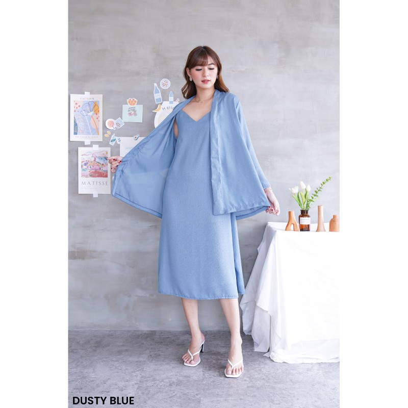 Dress Set Outer Anggina Casual Dres Wanita