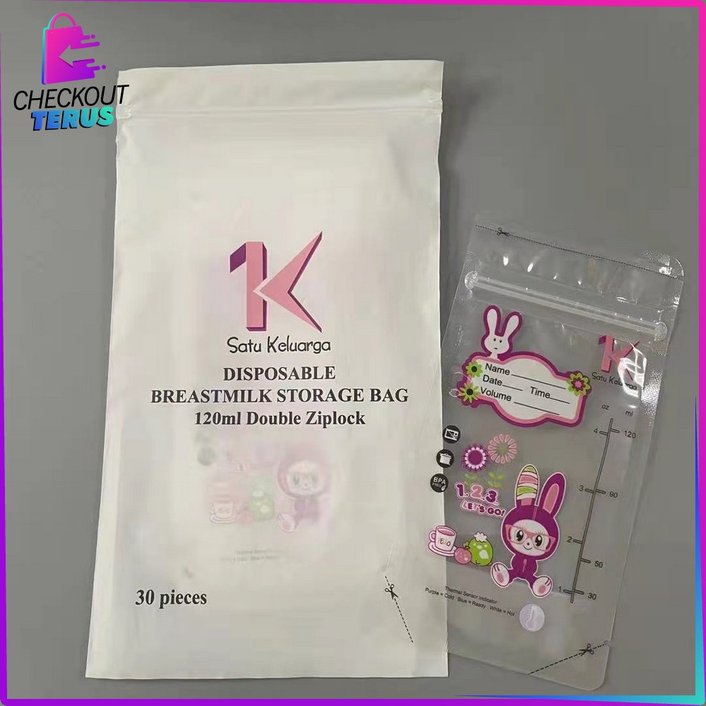 CT C264 Kantong Asi 120ml Plastik Asi Isi 30 dengan THERMAL SENSOR Breastmilk Storage Bag BPA FREE Tempat Penyimpanan Asi