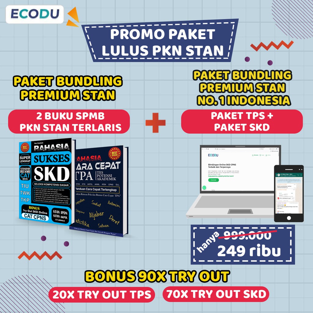 PAKET 2 BUKU + BIMBEL ONLINE NO.1 SPMB PKN STAN 2021 ( PERATURAN TERBARU)