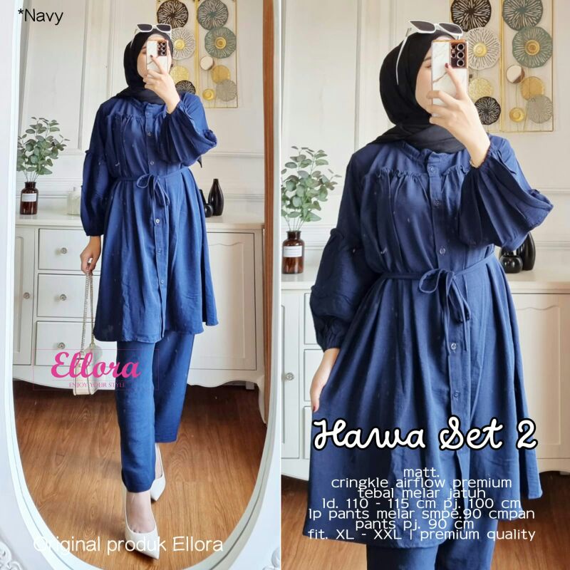 HAWA SET 2BY ELLORA||CRINKLE AIRFLOW PREMIUM LD 110-115 PB 100 LP MELAR SAMPAI 90 PC 90