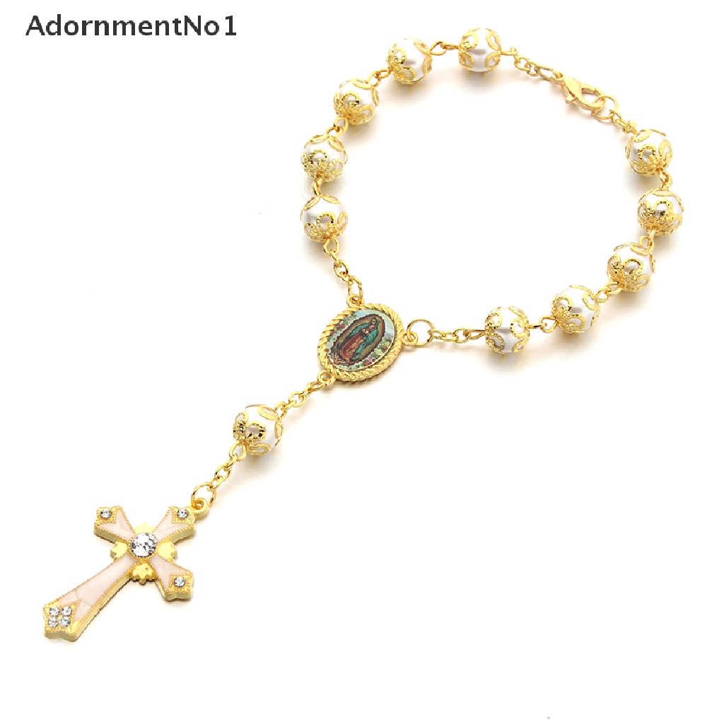 (AdornmentNo1) Gelang Tangan Manik-Manik Motif Yesus Warna Emas Untuk Wanita / Hadiah