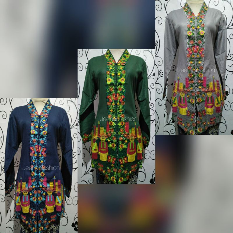 Baju Kebaya Bordir Ondel Ondel Betawi Encim Modern / Kebaya Ondel Ondel / Baju Kebaya