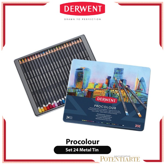 

(BISA COD) Pensil Warna Derwent Procolour 24 Pencil Color Metal Tin Set