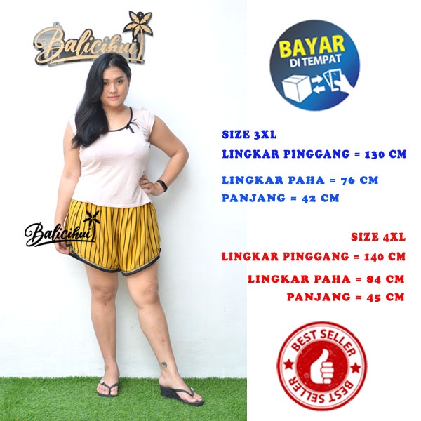 Balicihui Celana Pendek Rumbai Jumbo Celana Pendek Wanita Celana Kasual Plus Size Big Size