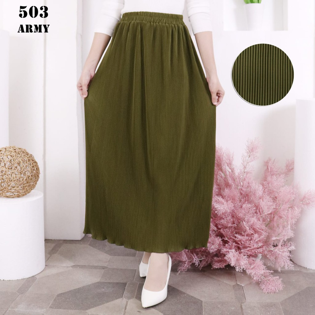 ROK PLISKET MURAH 503 LUVALINE ROK PLISKET PANJANG PLEATED SKIRT FLARE SKIRT MAYUNG FLOWY REMPEL