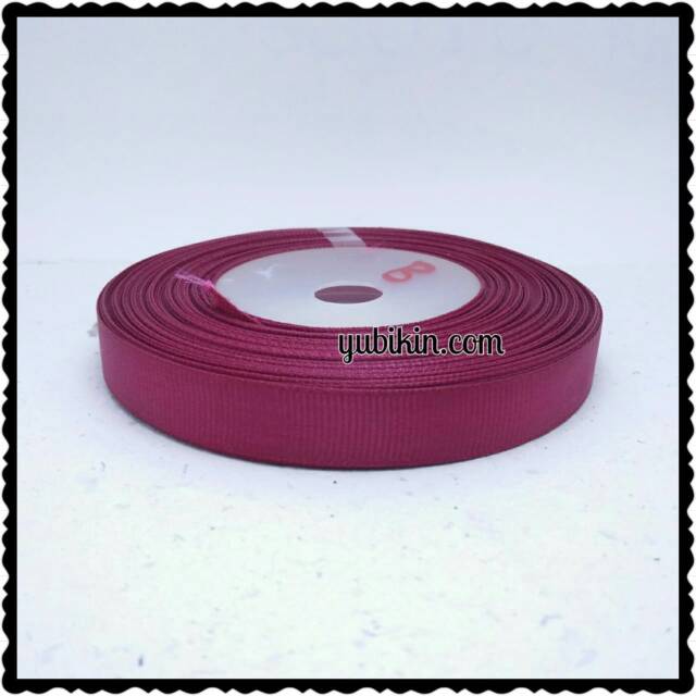 

1 Roll Pita Garis Salur Grossgrain 1,2cm/ 12mm Merah Maroon