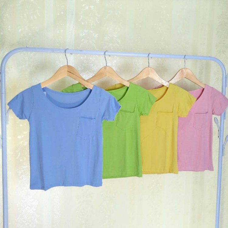 Baju Atasan Kaos Crop Top Wanita Katun