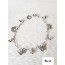 Gelang Tangan Titanium Butterfly SILVER Anti Karat