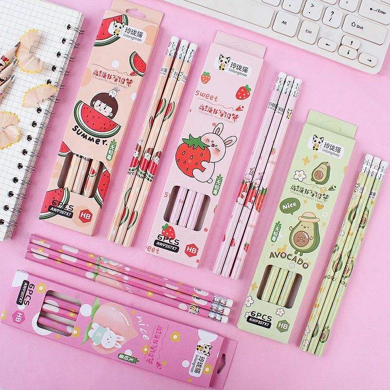 

JOURNALCARE.ID || 6PCS PENSIL MOTIF BUAH / MURAH MERIAH