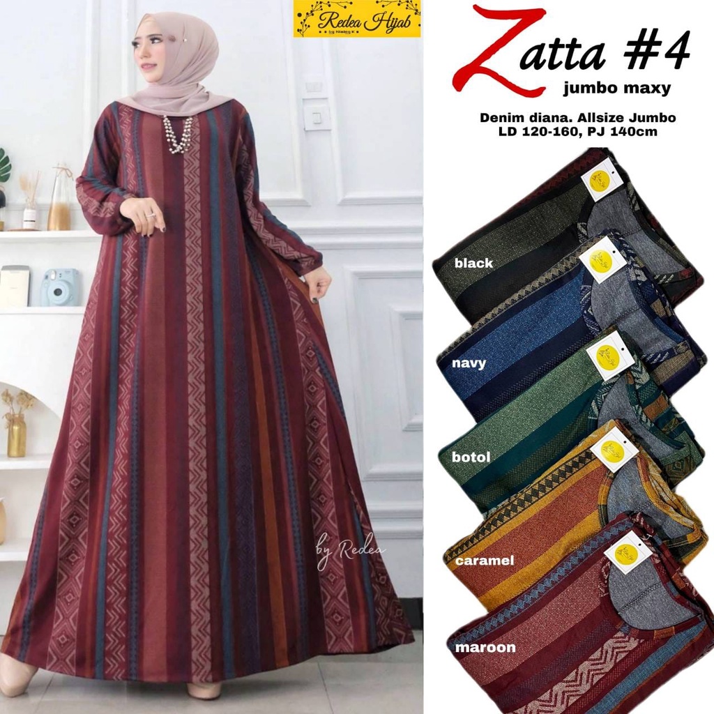 Baju Gamis Harian Super Jumbo Kaos Denim Diana XXXXL Motif Zatta4 Ld 120 Ld 130 140  Adem Nyaman Teb