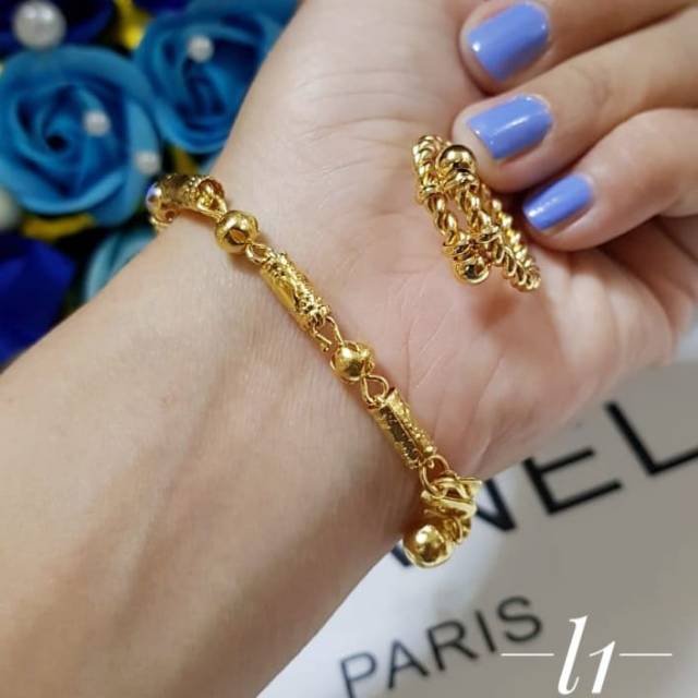 Xuping gelang dan cincin lapis emas 24k 0621j