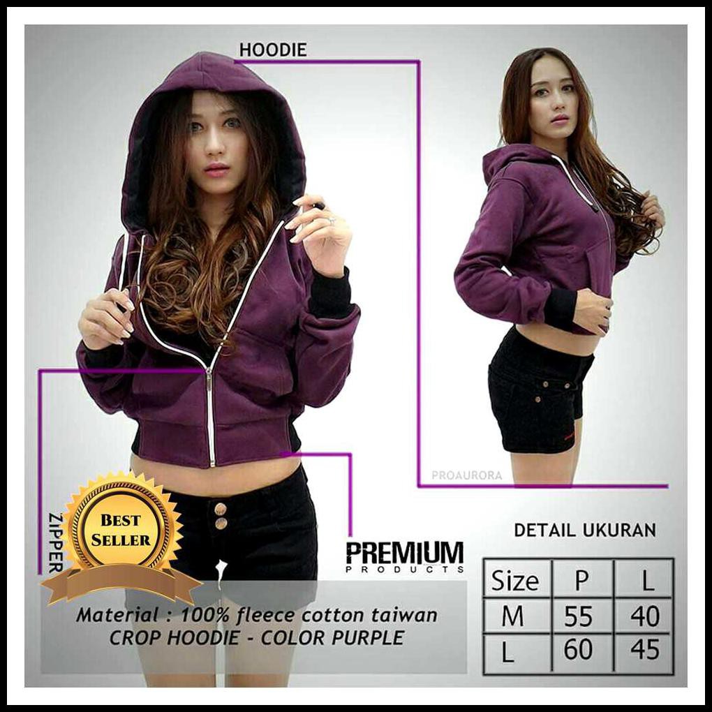 HOT SALE JAKET CROP HODIE LADIES FLEECE UNGU KEREN MURAH