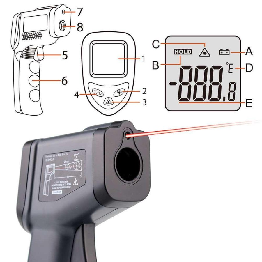 Kaemeasu Thermometer Infrared Digital Handheld Non Contact - KM-380AH - Black