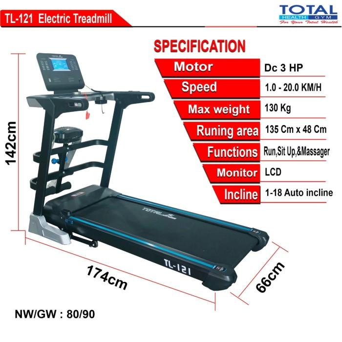 BE513 alat olahraga treadmill elektrik TL 121 pengecil perut Total Fitnes Baru