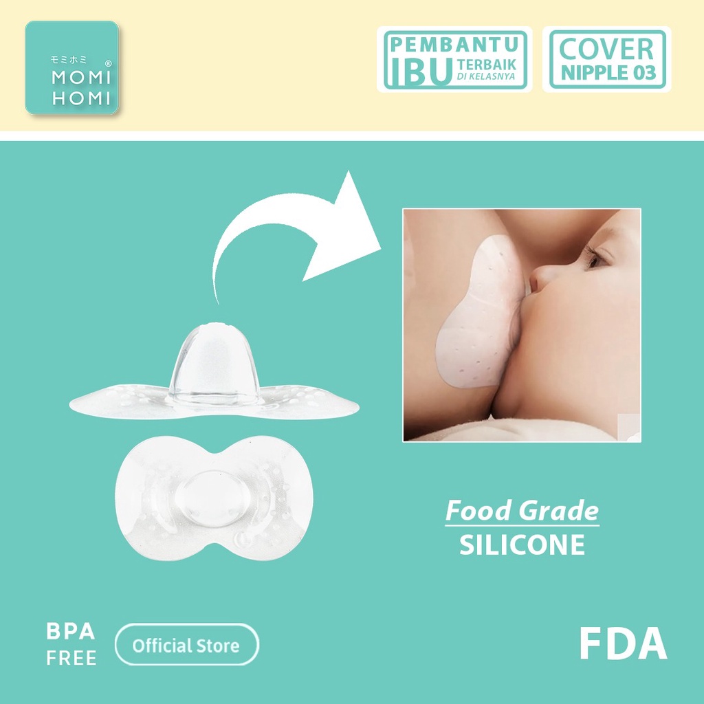 MOMI HOMI Pelindung Puting Bahan Silikon Untuk Menyusui nipple Cover shiled breast pad  BPA Free Bebas Bahan Kimia Nipple Shield-1