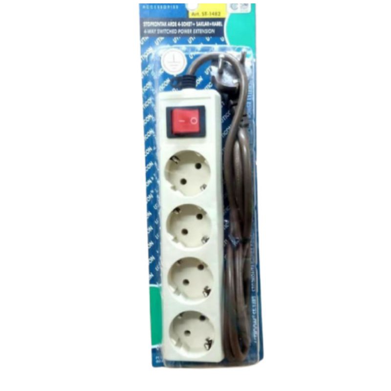 Stop kontak Arde 4 Lubang Kabel Uticon / Saklar Listrik ST 1482