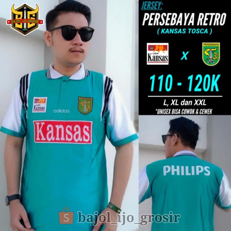 Jersey Persebaya JUARA Liga KANSAS 1996 - 1997 Hijau TOSCA Paragon Bordir Retro Lokal