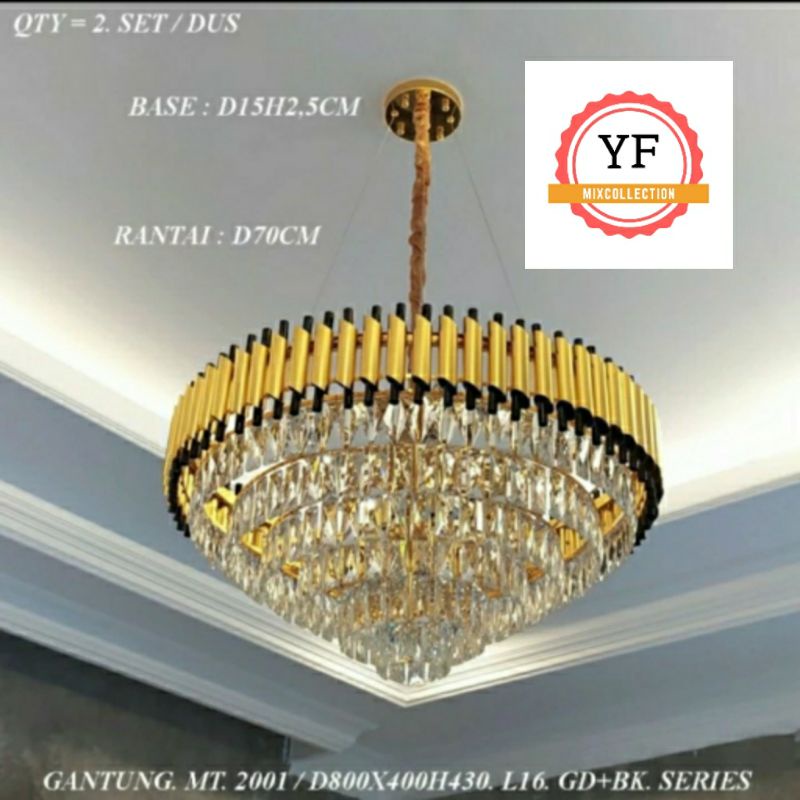 Lampu Gantung Hias Ruang Tamu Kristal MT2001/D80