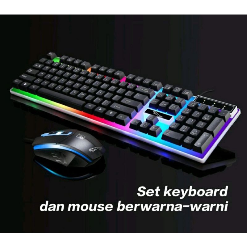 PAKET KEYBOARD DAN MOUSE GAMING DILENGKAPI LAMPU RGB KEREN