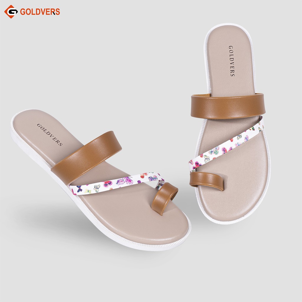 Sandal Wanita Goldvers Sandal Kasual Kulit Sintetis Sendal Santai Cewe Ori Import - Goldiesbags