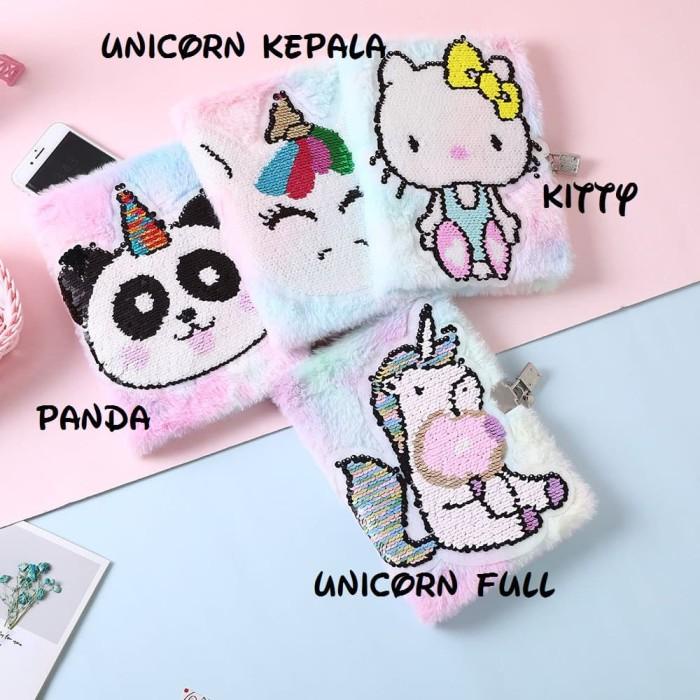

Notebook unicorn buku tulis agenda diary fur bulu sequin NB04