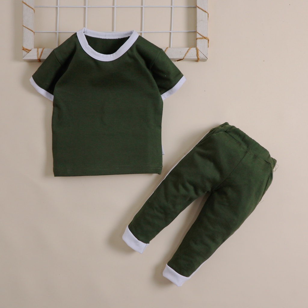 Nuna Store baju anak perempuan baju anak laki laki / Setelan Polos KAOS LIST PANJANG / setelan unisex Usia 0-3 Tahun