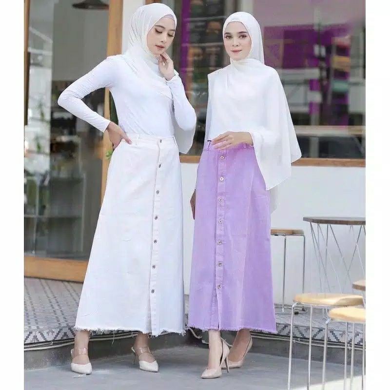 ROK BUTTON / BUTTON SKIRT / ROK JEANS / ROK JEANS KANCING / ROK JEANS RAWIS