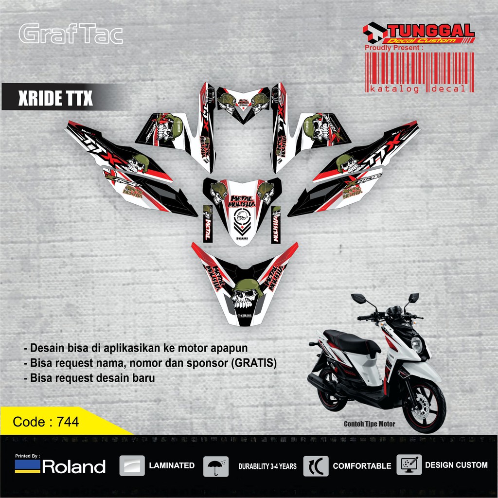 DECAL X RIDE STIKER MOTOR METALUSHA