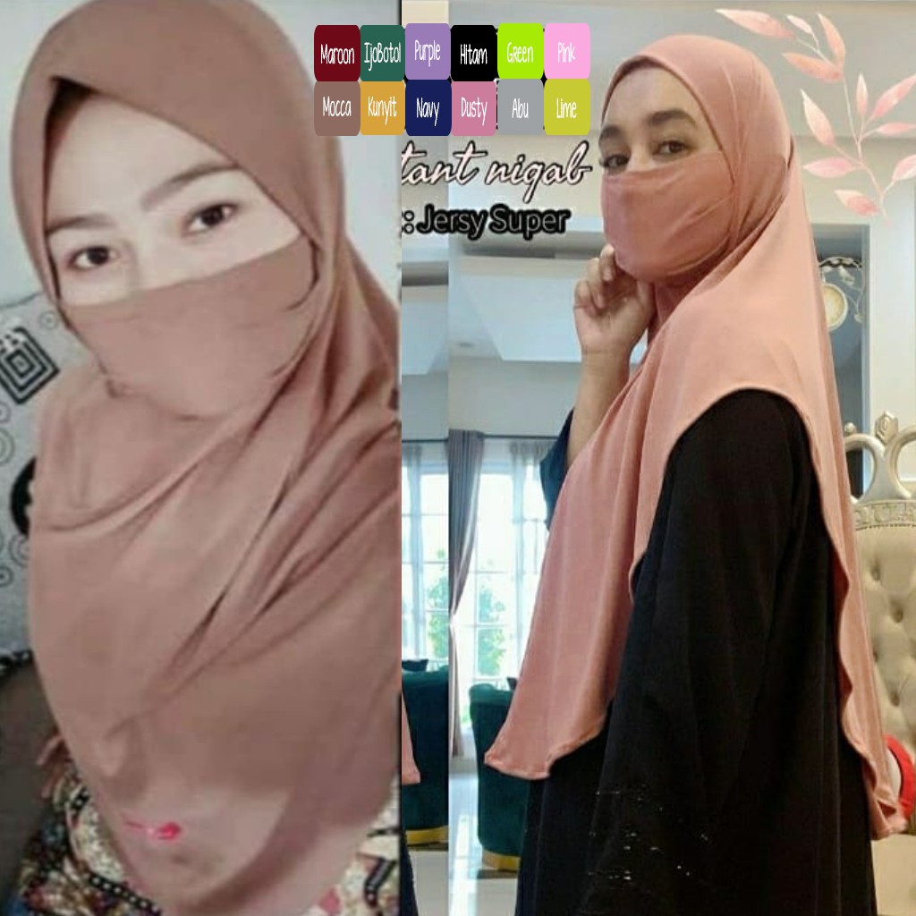 Jilbab Hijab Bergo Instan Niqab Syafaluma Cadar / Jilbab Masker Niqob Murah