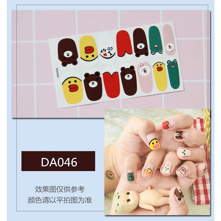 DA 14Pcs/Set Stiker Kuku Desain Bermotif High End Berlian Mutiara Permata Warna-Warni Untuk Tempel Tahan Air Tahan Lama Menicure Stickers Korea Self Adhesive Fashion Sticker kuku Full Aksesoris Dapat Kupas Mudah Digunakan Dan Dilepas Anti Air Nail Art