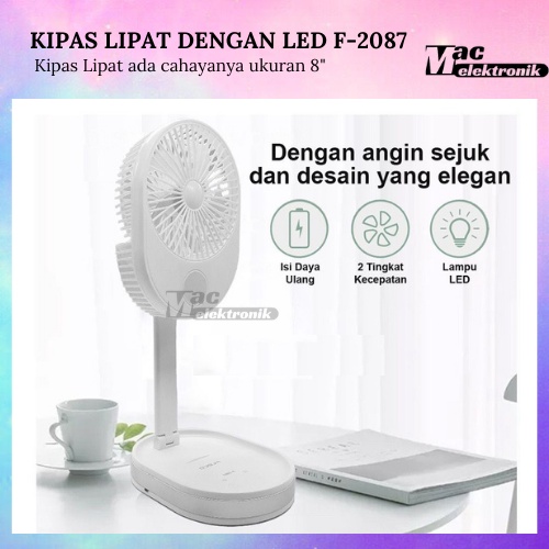 Kipas Lipat + Lampu LED Kipas lipat + lampu belajar LED Recharge bisa di charge ulang