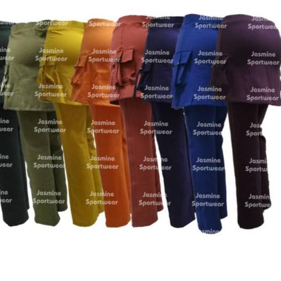 Celana Senam Rok Kantong Cargo TC Spandex Terbaru