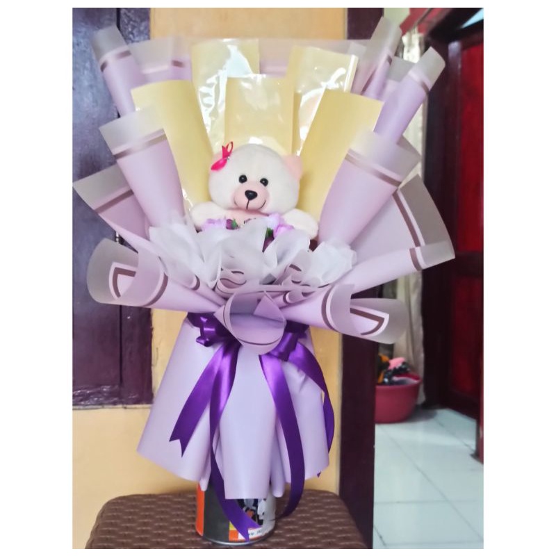 Buket Boneka Dan Uang 5 Slot / Buket Uang Kosongan / Buket Untuk Hadiah Kado Ultah Anniversary Wisud