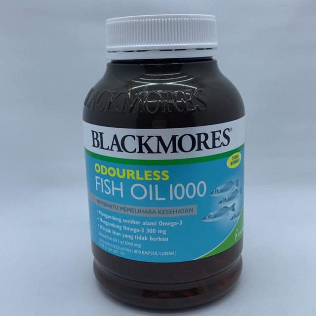 Blackmores Odourless Fish Oil 1000mg [ISI 400 KAPSUL]- BOTOL BESAR - barcode 9300807301906