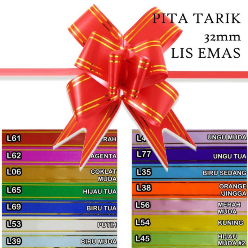 

Pita Tarik | Pita Serut | Untuk Hiasan Kado & Paperbag
