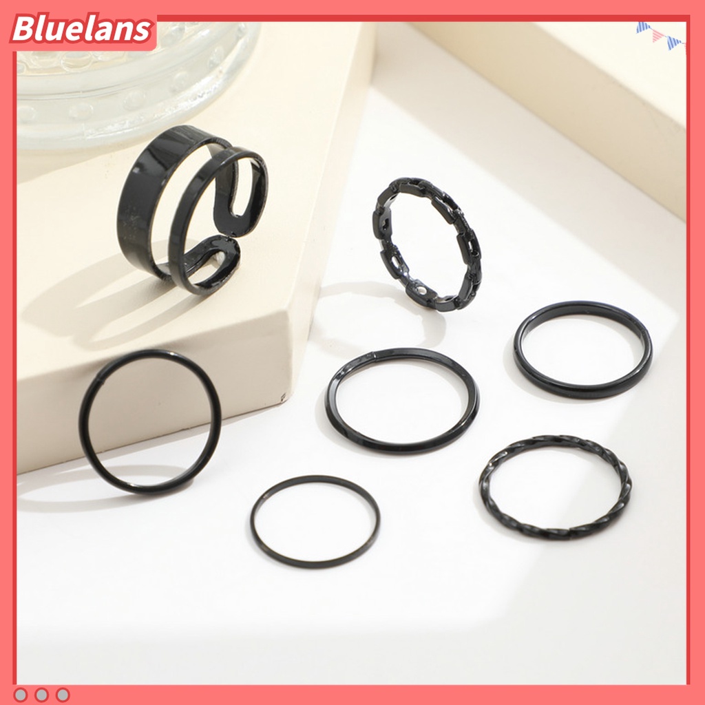 Bluelans 7pcs / Set Cincin Knuckle Rantai Halus Untuk Hadiah Wanita