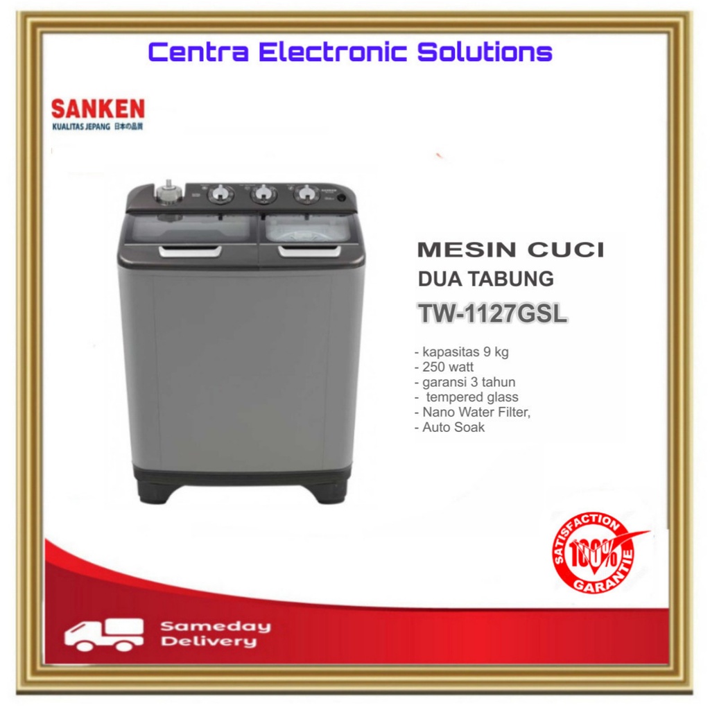 Mesin Cuci 2 Tabung Sanken TW-1127GSL / Mesin Cuci Sanken TW1127GSL