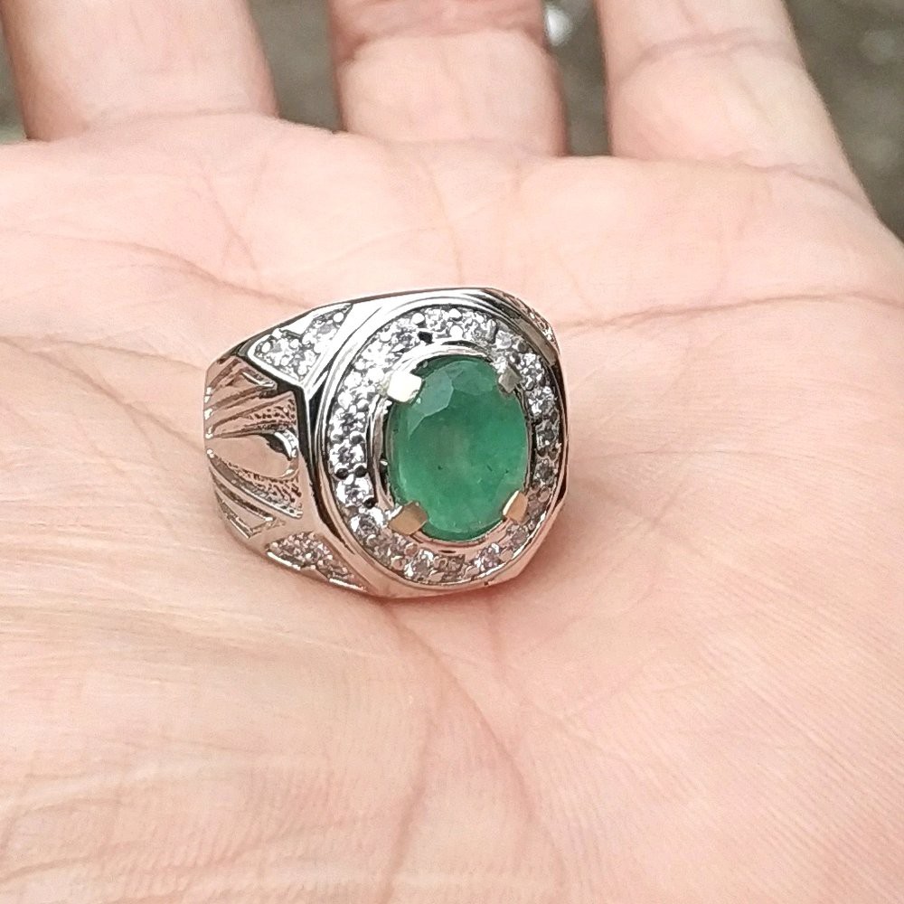 CINCIN BATU PERMATA NATURAL JAMRUD EMERALD BERLY FREE MEMO ORIGINAL