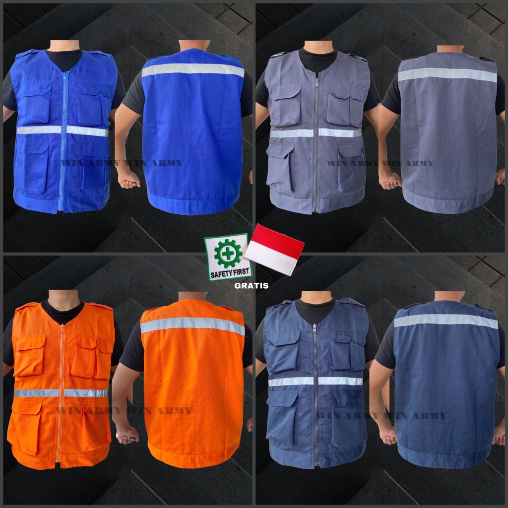 Rompi Proyek - Rompi Safety - Rompi Tambang - Rompi Kain- Rompi k3 - Rompi 5 Kantong - Rompi Kerja Lapangan Outerwear - Rompi skotlet - Industrial Safety Vest