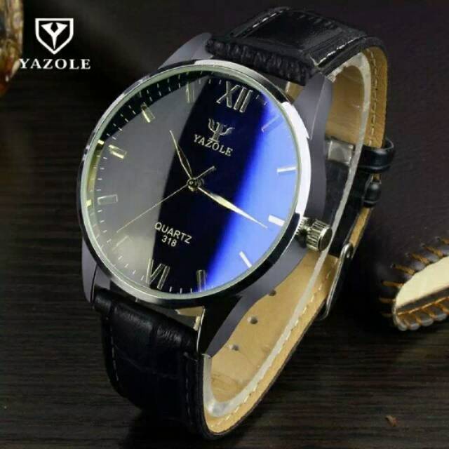 YAZOLE 318 | Jam Tangan Pria Original Business Quartz WATERPROOF - Black/Black Dial