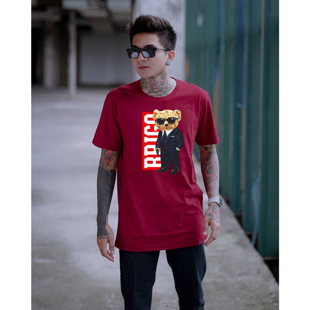 BRIGO Kaos Lengan Pendek Bear Mafia || Kaos Katun Combed M-XL || Kaos Distro BRIGO Beruang Mafia