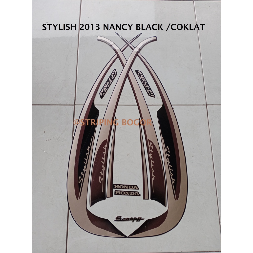 Stiker Striping Lis Motor Honda Scoopy Stylish 2013 Coklat